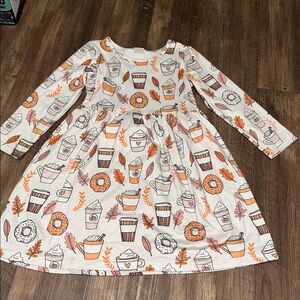 Girl Boutique Fall Donut, Pie, Coffee Dress size 6/7